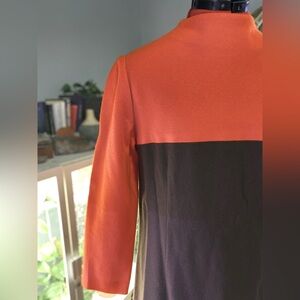 Vintage 1970’s Fall Orange/Brown Color-block Shift Dress